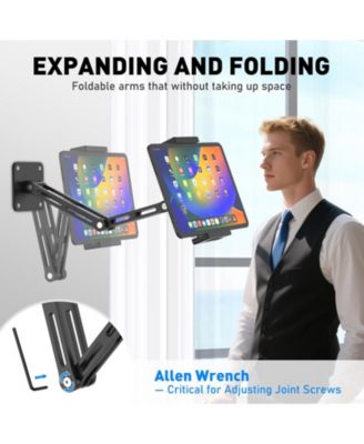 Tablet Wall Mount Holder for iPad, 360°Rotation Adjustable Tablet Stand Holder with Aluminum Extendable Arm, for All 4.7-13" Phones & Tablets
