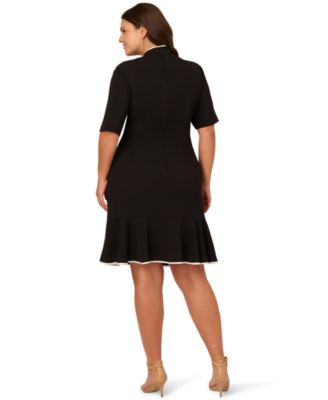Plus Size Tie Neck Flounce Dress