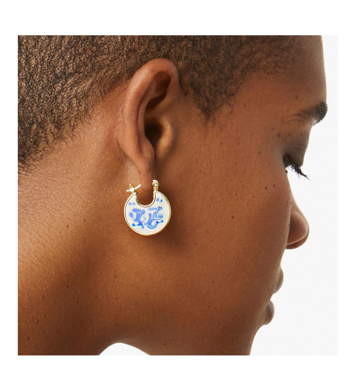 Ana Luisa Enamel Earrings - Hana Marble Blue