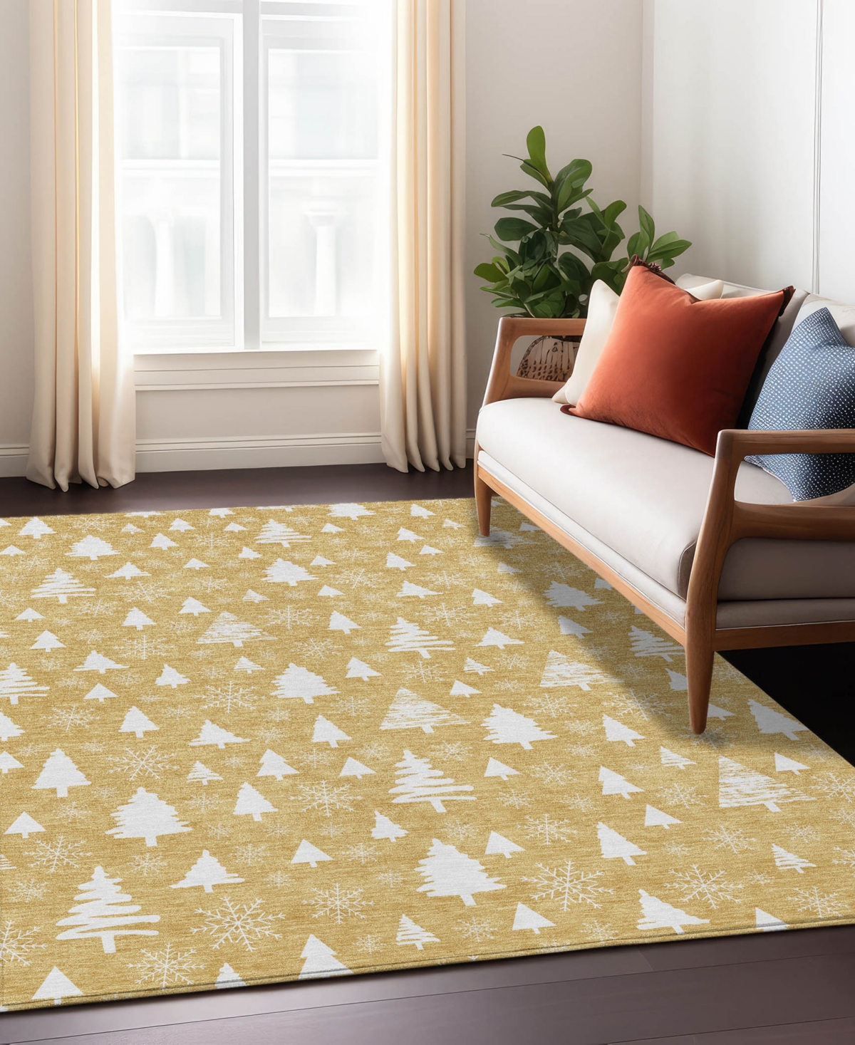 Addison Holiday Washable Indoor/outdoor Acn1815 10'x14' Area Rug In Gold