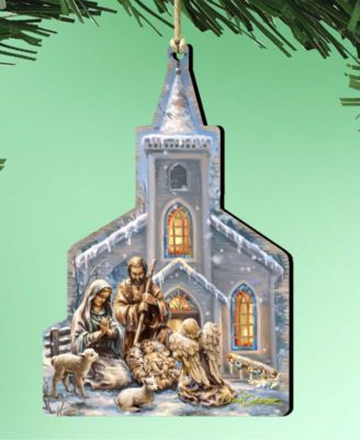 Nativity Chapel Wood Christmas Ornament