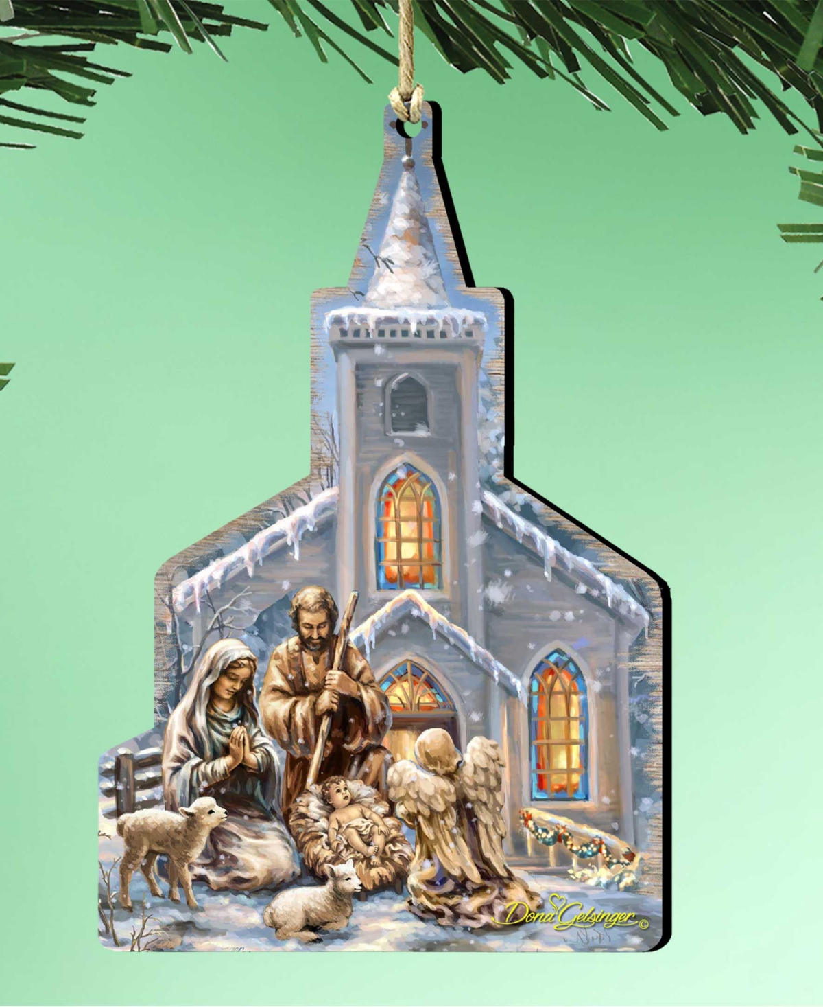 Designocracy Nativity Chapel Wood Christmas Ornament In Multi
