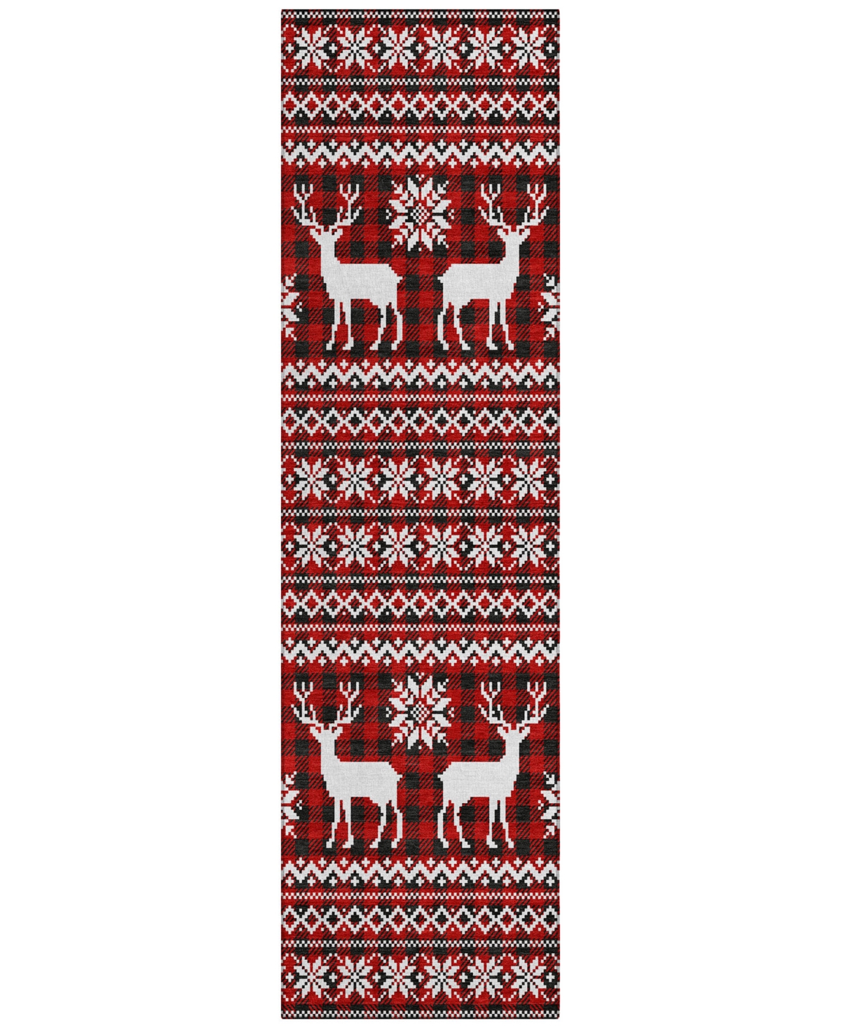 Addison Holiday Washable Indoor/outdoor Acn1820 2'3"x7'6" Runner Area Rug In Red
