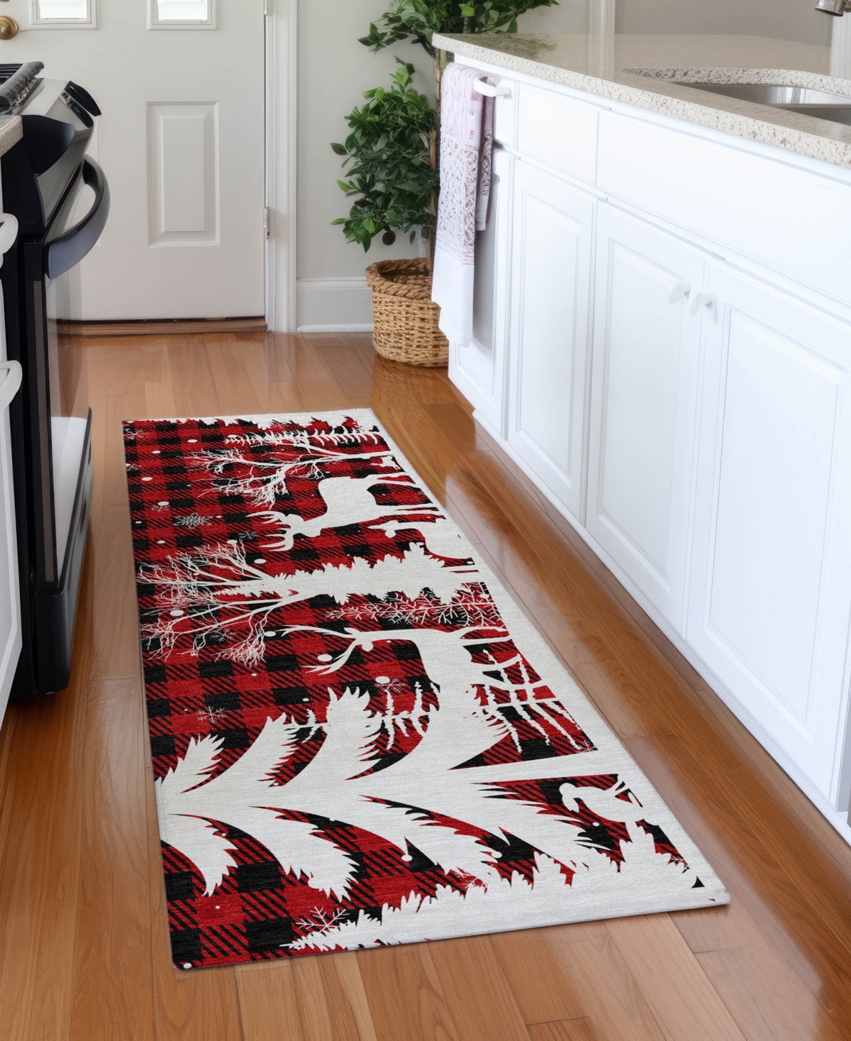 Addison Holiday Washable Indoor/outdoor Acn1824 2'3"x7'6" Runner Area Rug In Red