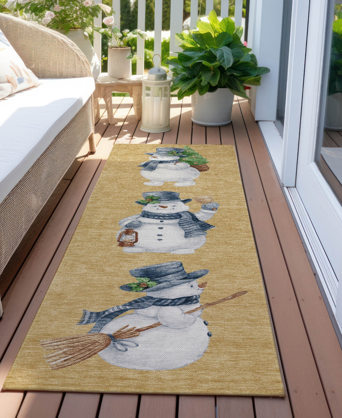 Addison Holiday Washable Indoor/outdoor Acn1826 2'3"x7'6" Runner Area Rug In Gold