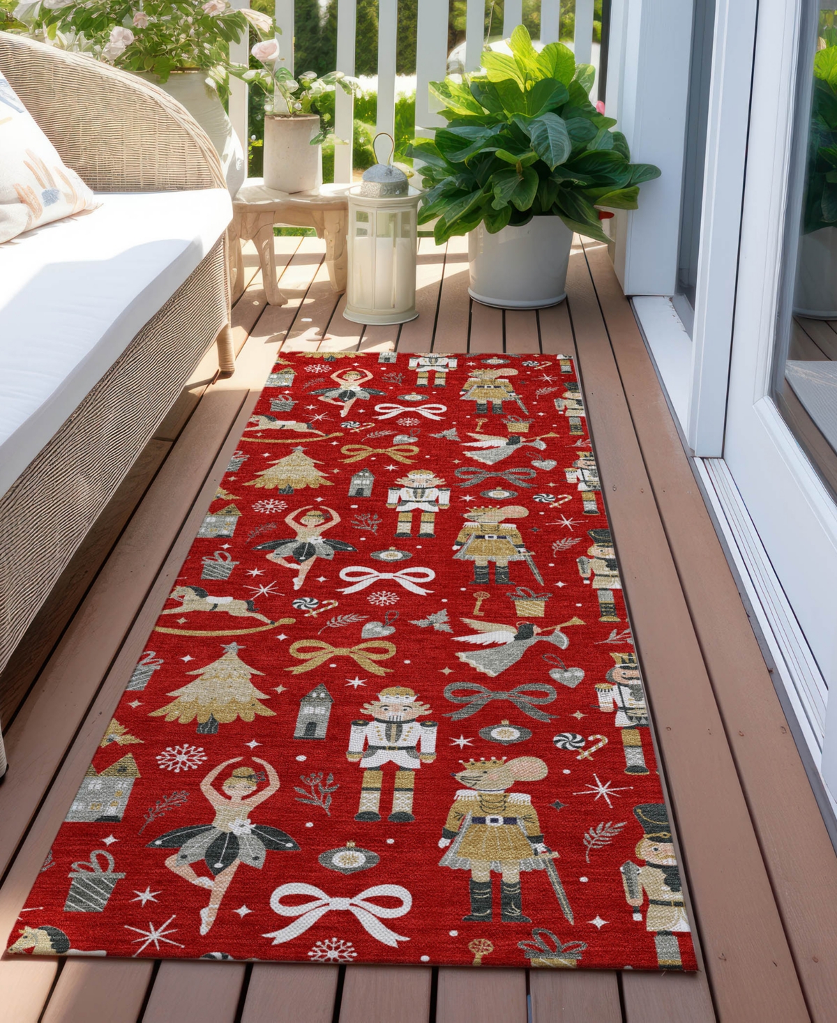 Addison Holiday Washable Indoor/outdoor Acn1827 2'3"x7'6" Runner Area Rug In Red