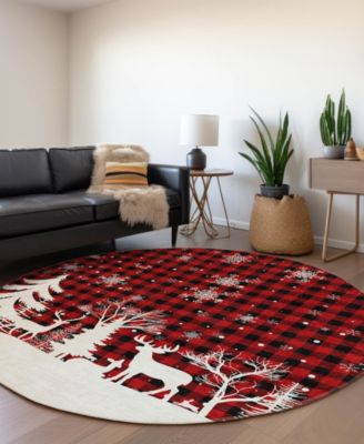 Holiday Washable Indoor/Outdoor ACN1824 8'x8' Round Area Rug