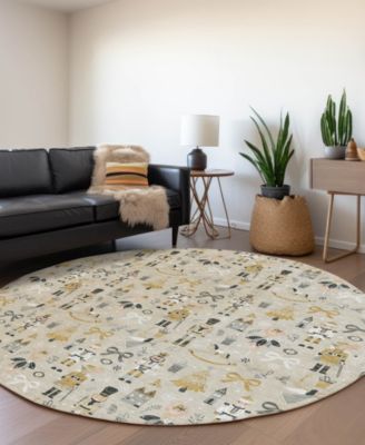 Holiday Washable Indoor/Outdoor ACN1827 8'x8' Round Area Rug