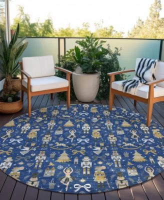 Holiday Washable Indoor/Outdoor ACN1827 8'x8' Round Area Rug