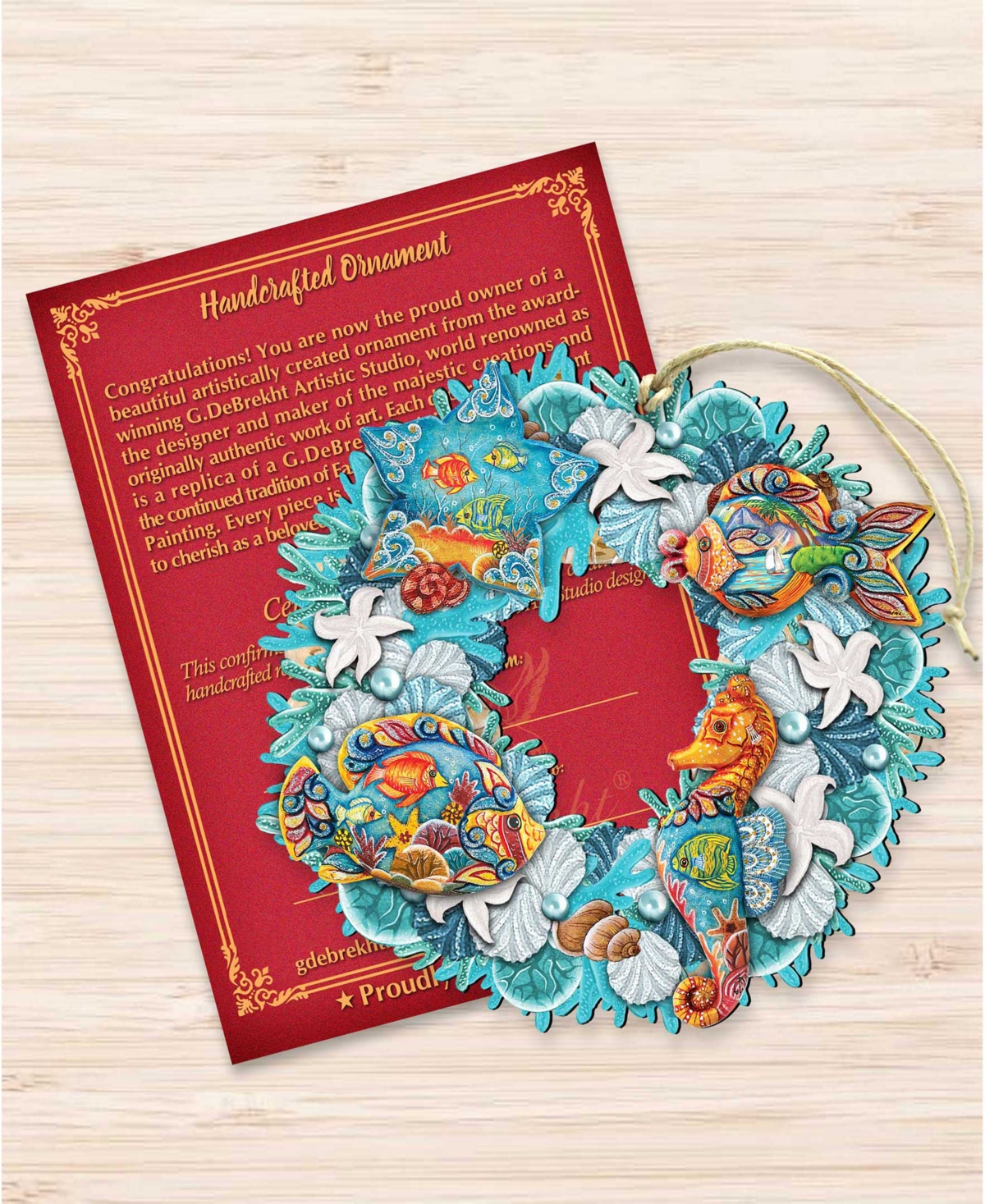 Designocracy Costal Sea Creatures Wreath Ornament In Multi