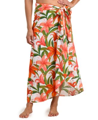 Women's Jungle Blossoms Tie Wrap Swim Skirt