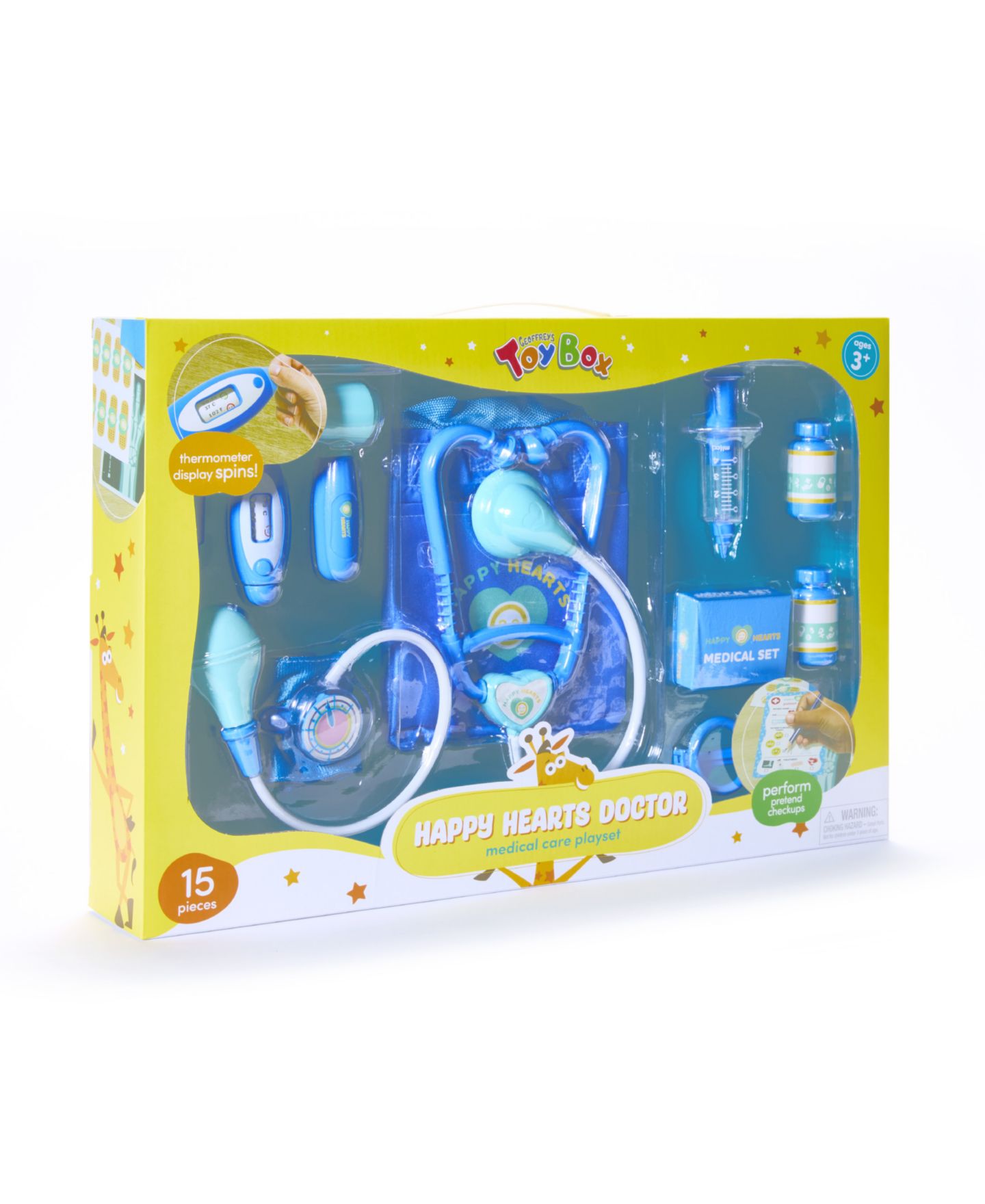 Детский игровой набор Geoffrey's Toy Box Happy Hearts Doctor Portable 15-Piece Playset, Ages 3+, Created for Macy's — фото 7