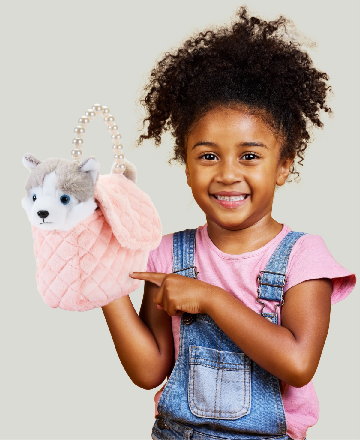 Geoffrey's Toy Box Fancy Pets 6" Plush Huskey And Purse Toy In Multi