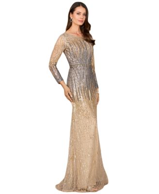 Women's Mermaid, Beaded Long Sleeve Gown