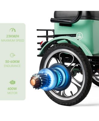 Foldable Electric Tricycle for Adults E-Trike with 400W Motor, 34-Mile Range & Comfortable Rear Seat | Speed Limit for Safety