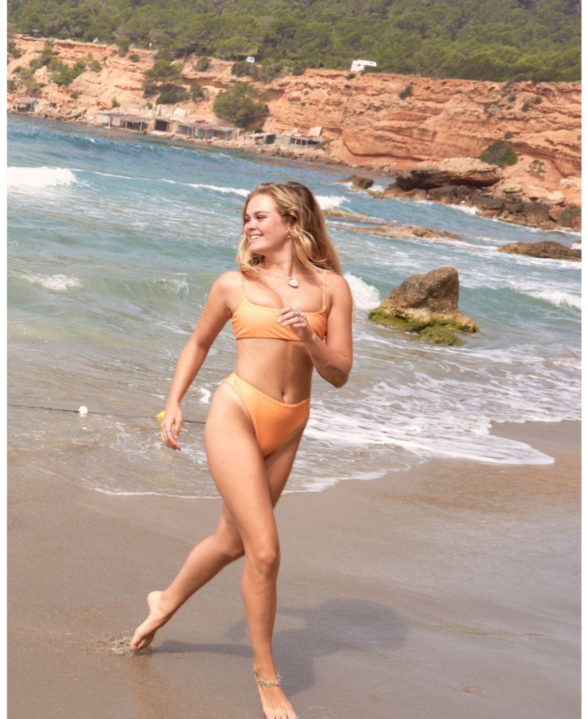 Oosc Women's Tangerine Squeeze Lace up Crop Bikini Top