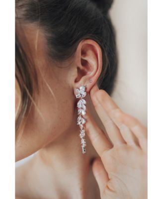 Promise Crystal Drop Long Earrings