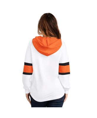 Women's White Philadelphia Flyers Goal Zone Long Sleeve Lace-Up Hoodie T-Shirt