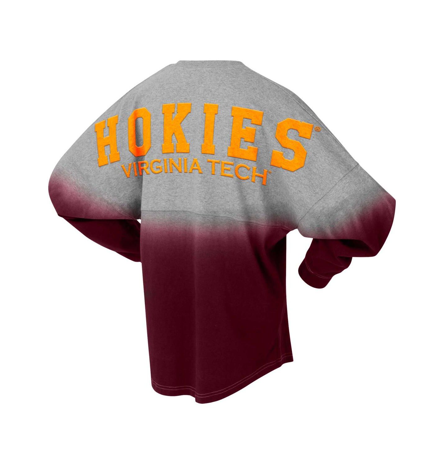 Футболка Spirit Jersey Maroon/Gray Virginia Tech Hokies Ombre Long Sleeve — фото 2