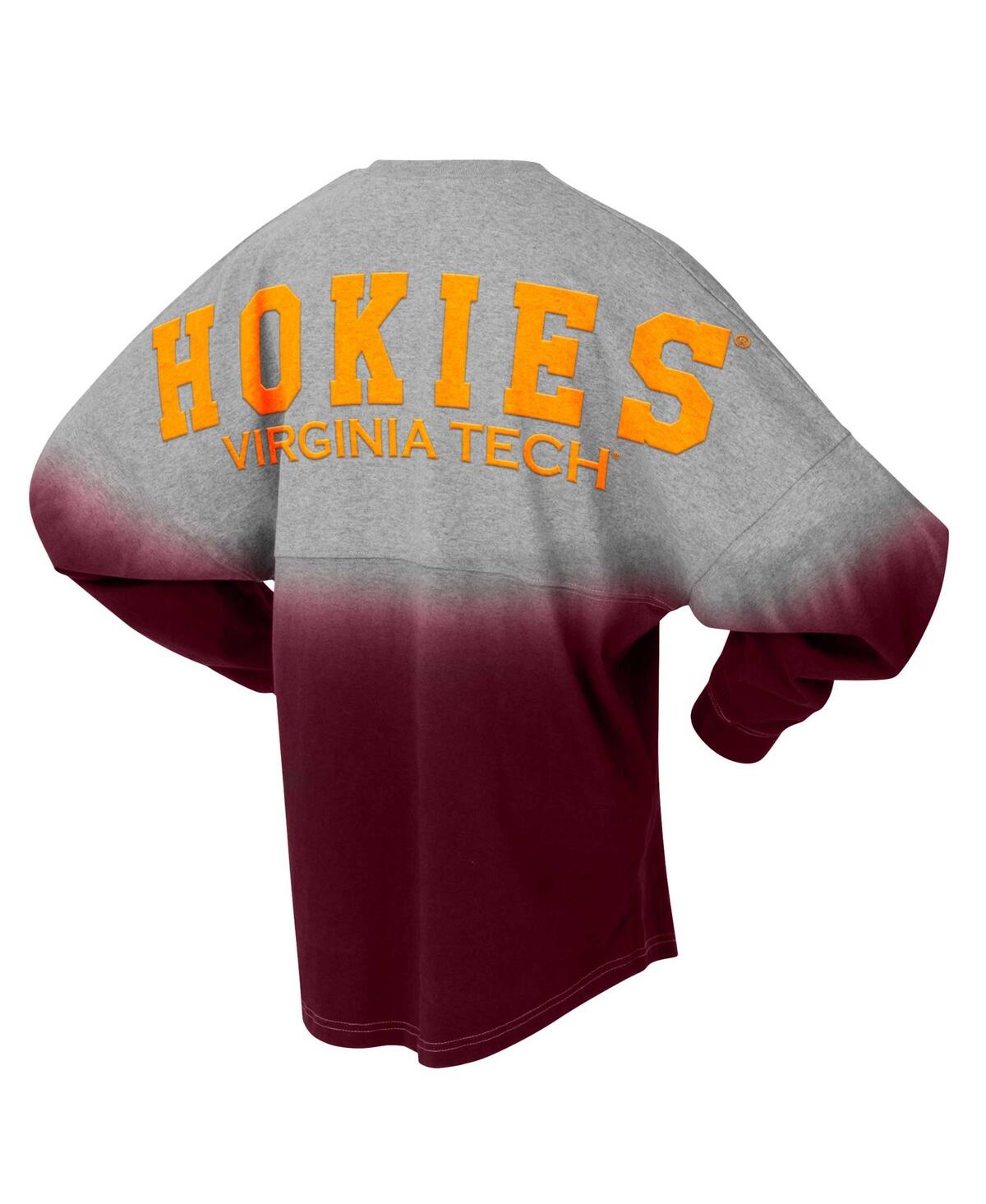 Spirit Jersey Men's And Women's Maroon/gray Virginia Tech Hokies Ombre Long Sleeve T-shirt In Multi