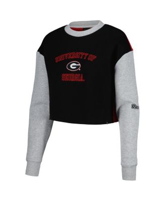 Women's Black Georgia Bulldogs Color Block Rookie Crew Pullover Sweatshirt