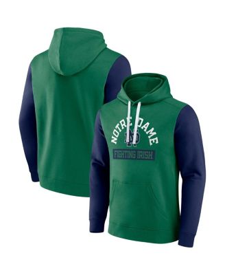 Fanatics - Men's Green Notre Dame Fighting Irish Extra Point Color Block Pullover Hoodie