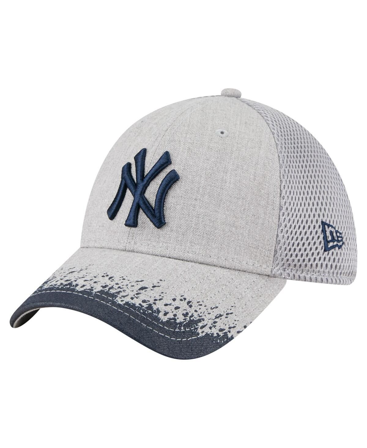 Мужская серая гибкая шляпа New York Yankees с забрызганным краской козырьком 39-ГО размера