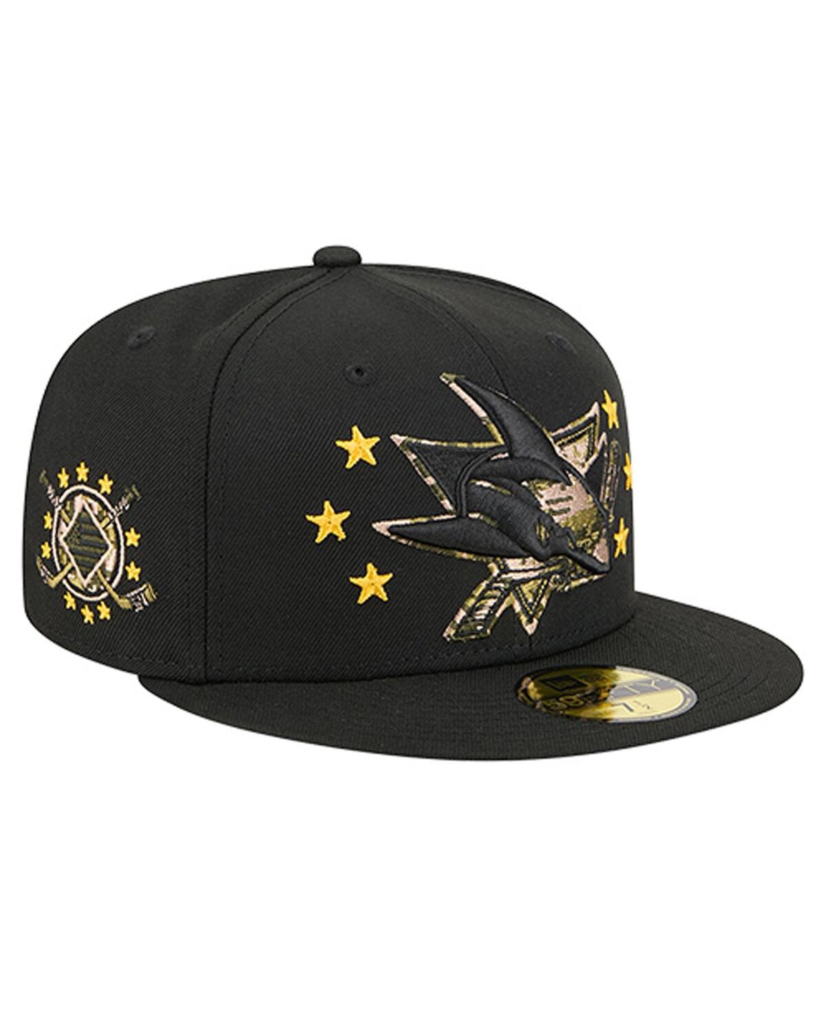 New Era Men's Black San Jose Sharks Military Appreciation Digital Camo Stars 59fifty Fitted Hat
