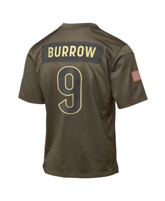 Big Boys and Girls Joe Burrow Olive Cincinnati Bengals 2025 Salute to Service Game Jersey