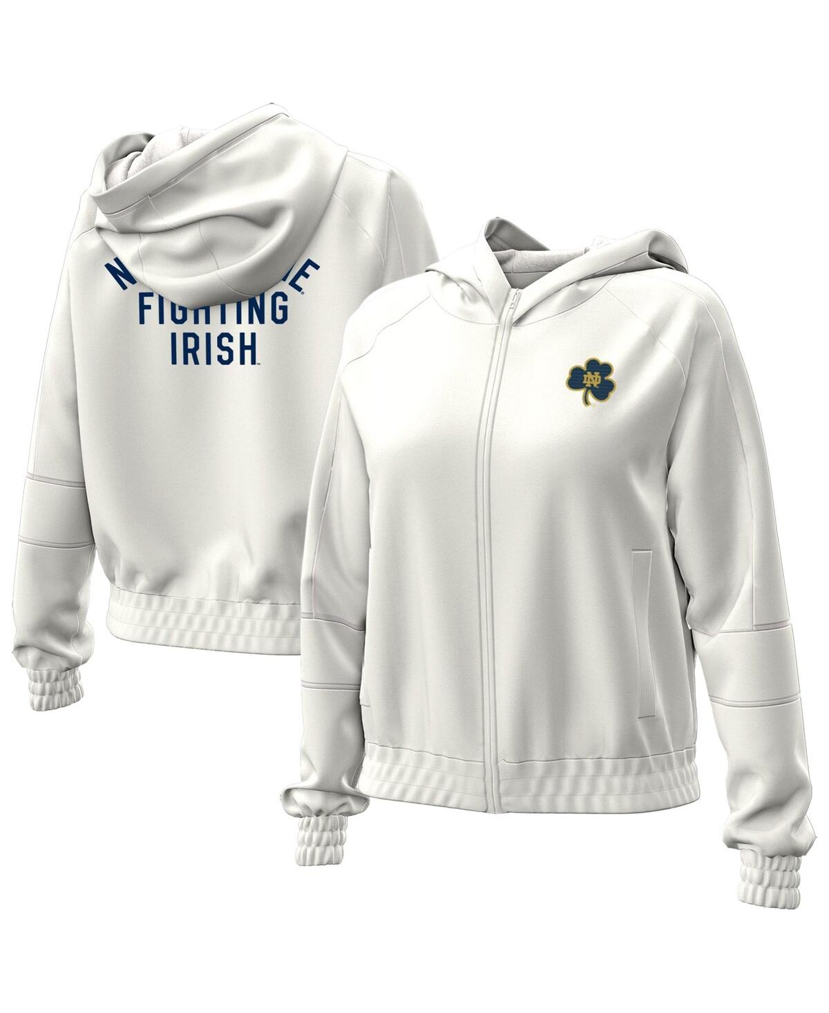 Under Armour Women's Natural Notre Dame Fighting Irish Gameday Rival Fleece Full-zip Cropped Hoodie In White