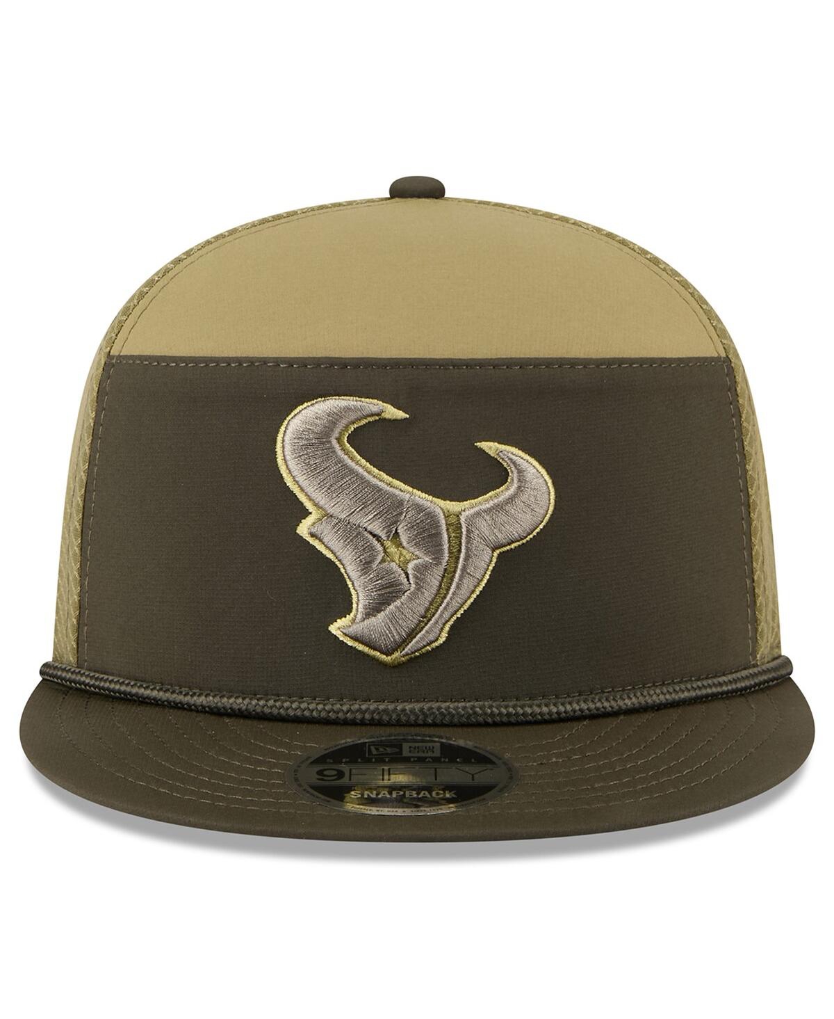 New Era Men's Dark Green Houston Texans 2025 Salute To Service Split Panel 9fifty Snapback Hat In Green