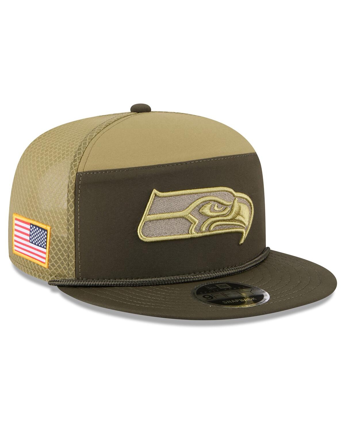 New Era Men's Dark Green Seattle Seahawks 2025 Salute To Service Split Panel 9fifty Snapback Hat In Green