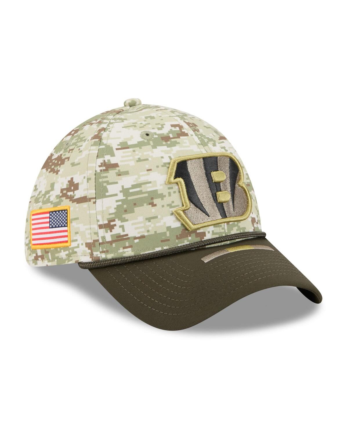 New Era Men's Camo/dark Green/dark Green Cincinnati Bengals 2025 Salute To Service 39thirty Flex Hat In Gray