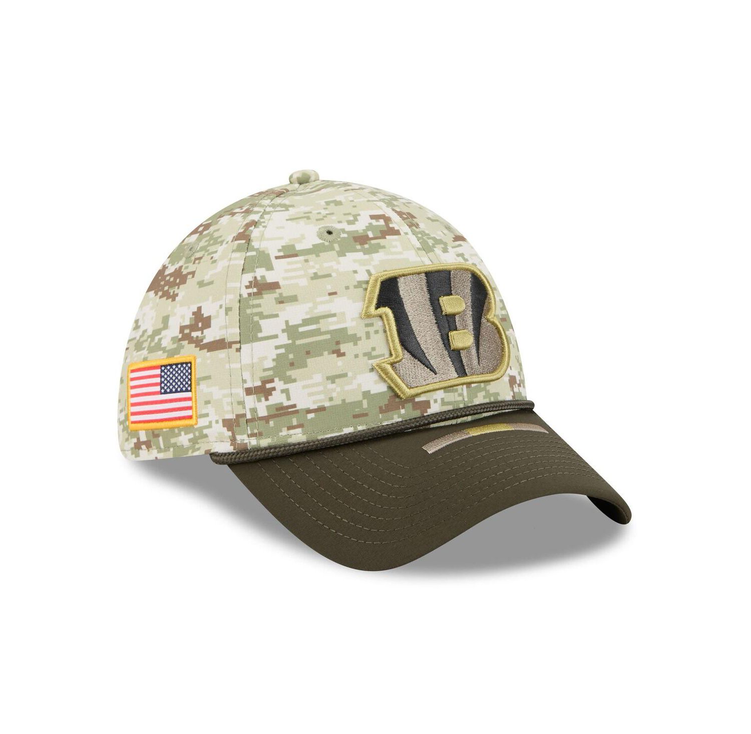 Men's Camo/Dark Green/Dark Green Cincinnati Bengals 2025 Salute to Service 39THIRTY Flex Hat