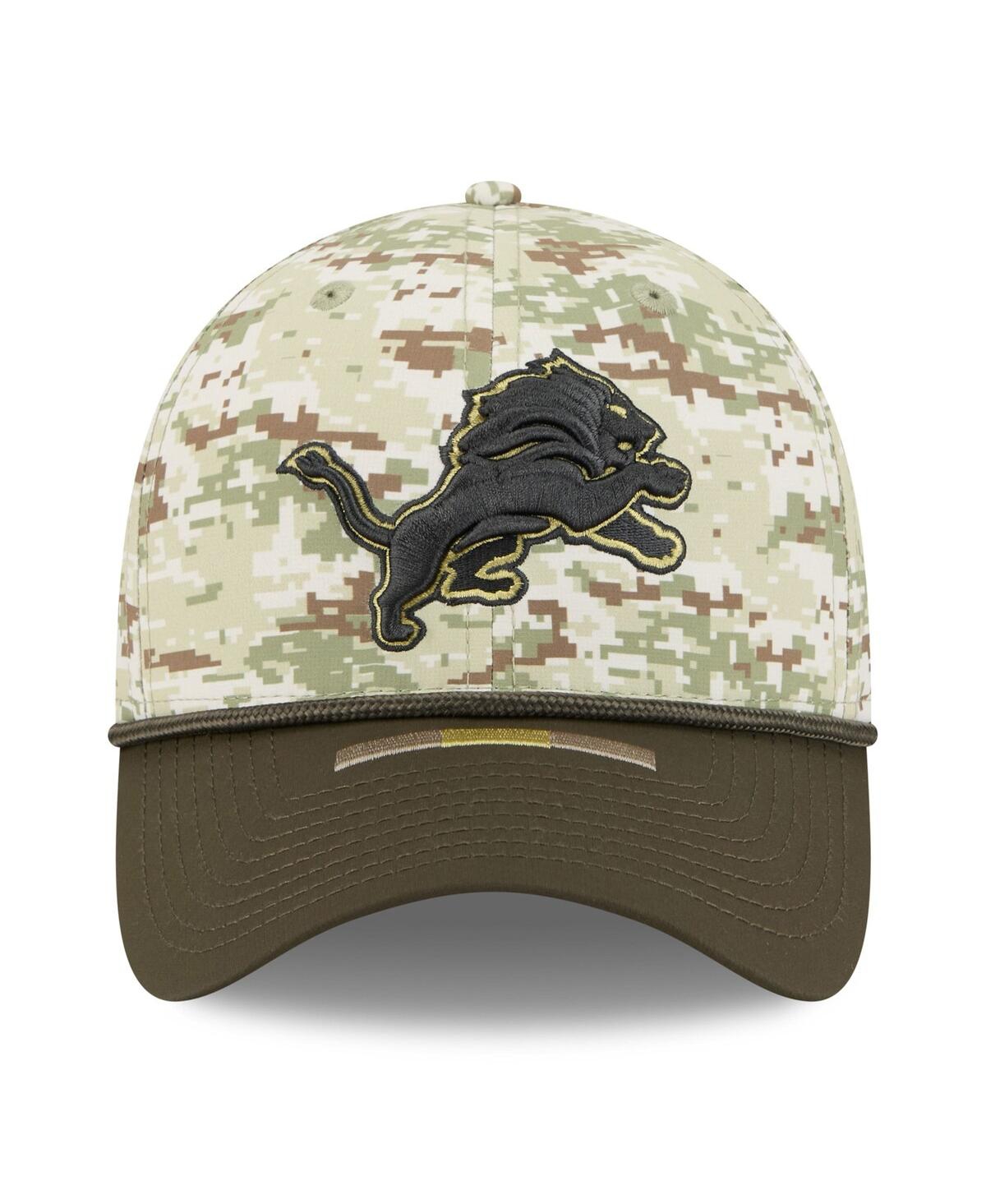 New Era Men's Camo/dark Green Detroit Lions 2025 Salute To Service 39thirty Flex Hat In Green