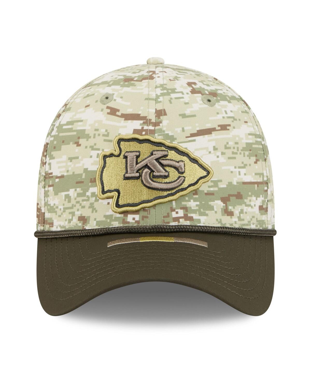 New Era Men's Camo/dark Green/dark Green Kansas City Chiefs 2025 Salute To Service 39thirty Flex Hat In Green