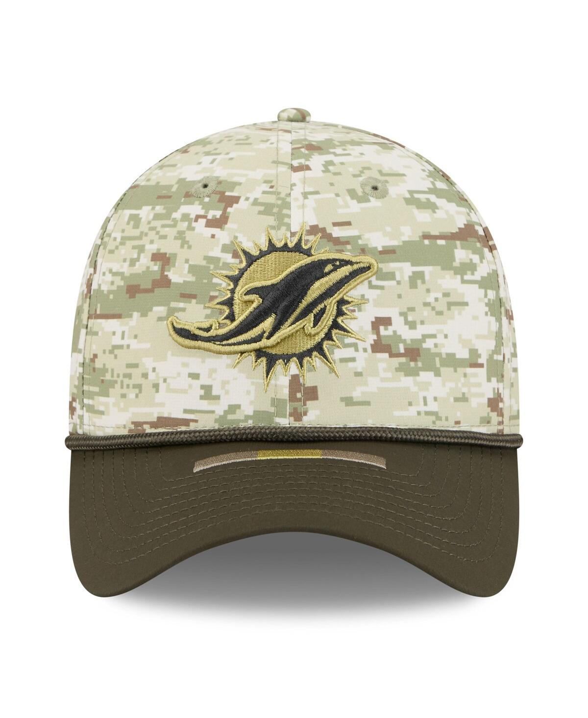 New Era Men's Camo/dark Green/dark Green Miami Dolphins 2025 Salute To Service 39thirty Flex Hat In Green
