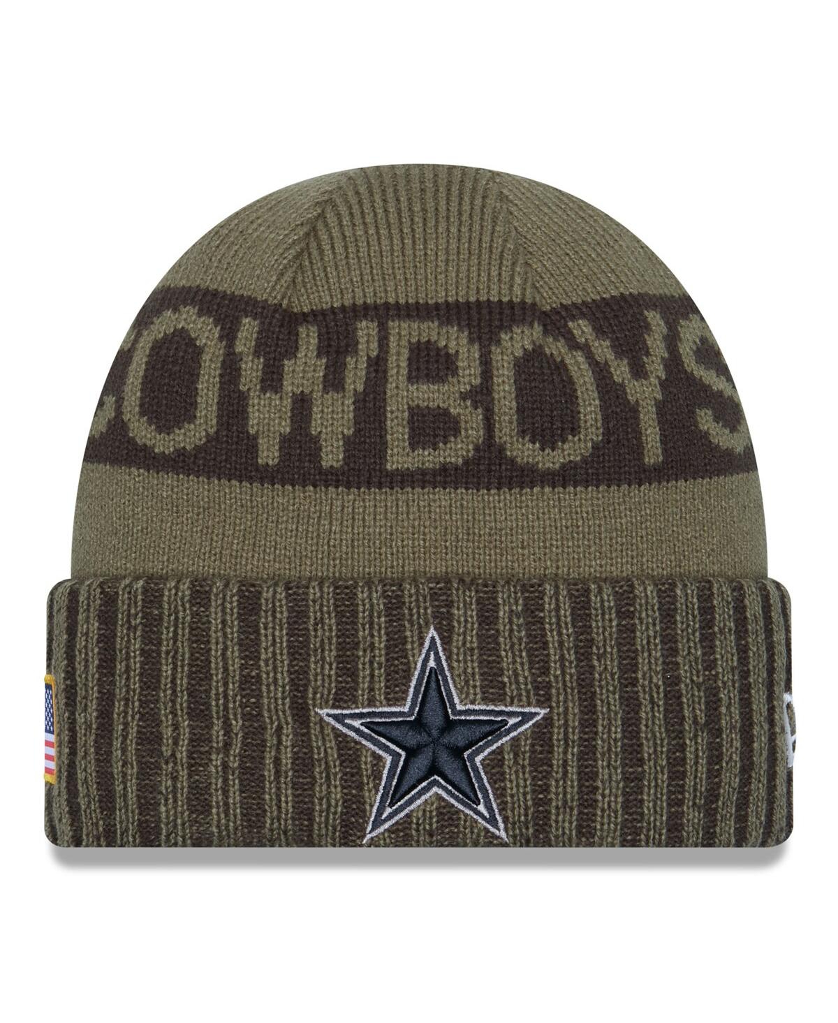 New Era Men's Dark Green Dallas Cowboys 2025 Salute To Service Cuffed Knit Hat In Green
