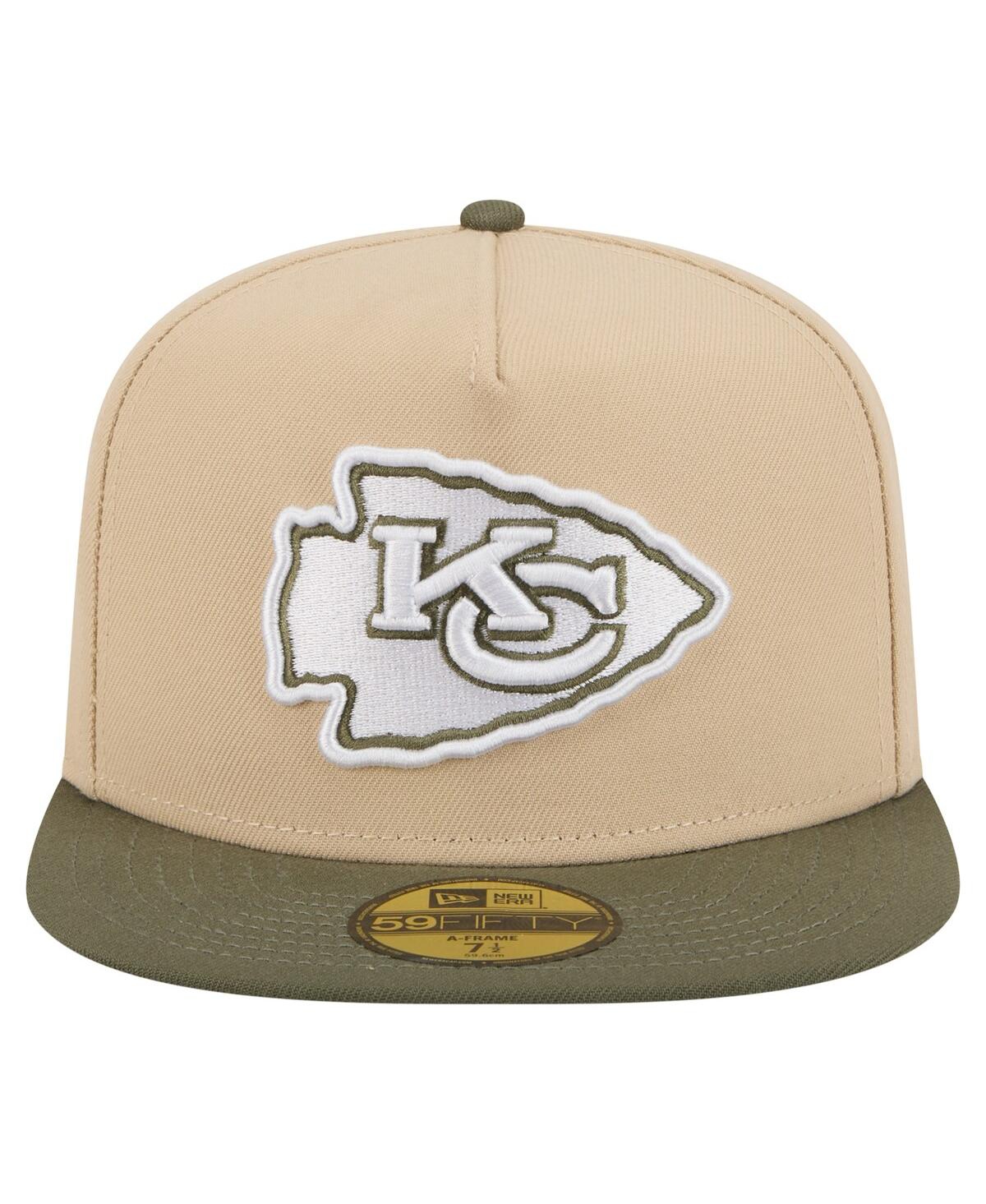 New Era Men'sâ Light Beige/olive Kansas City Chiefs Color Pack A-frame 59fifty Fitted Hat In Brown
