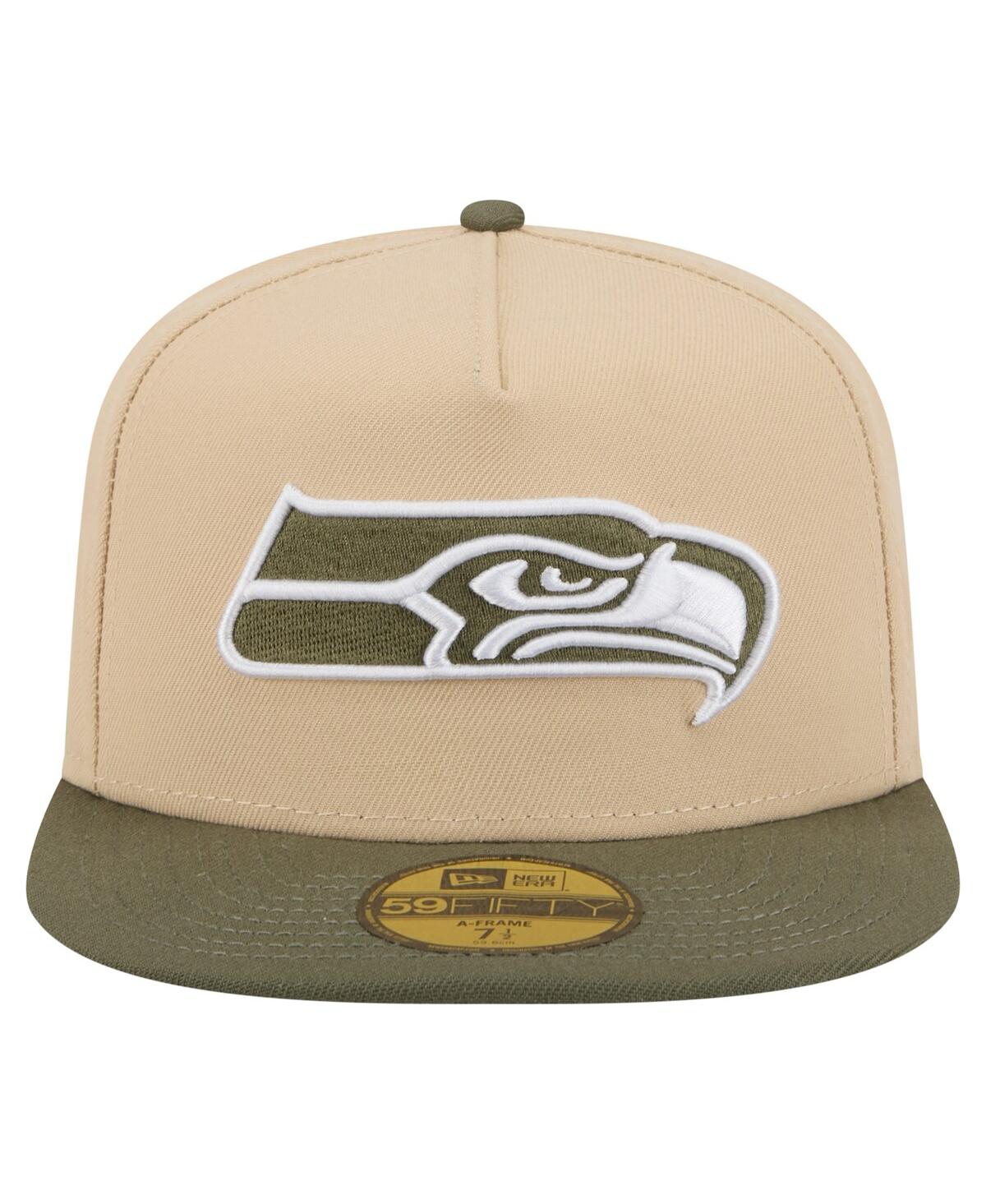 New Era Men'sâ Beige/olive Seattle Seahawks Color Pack A-frame 59fifty Fitted Hat In Brown