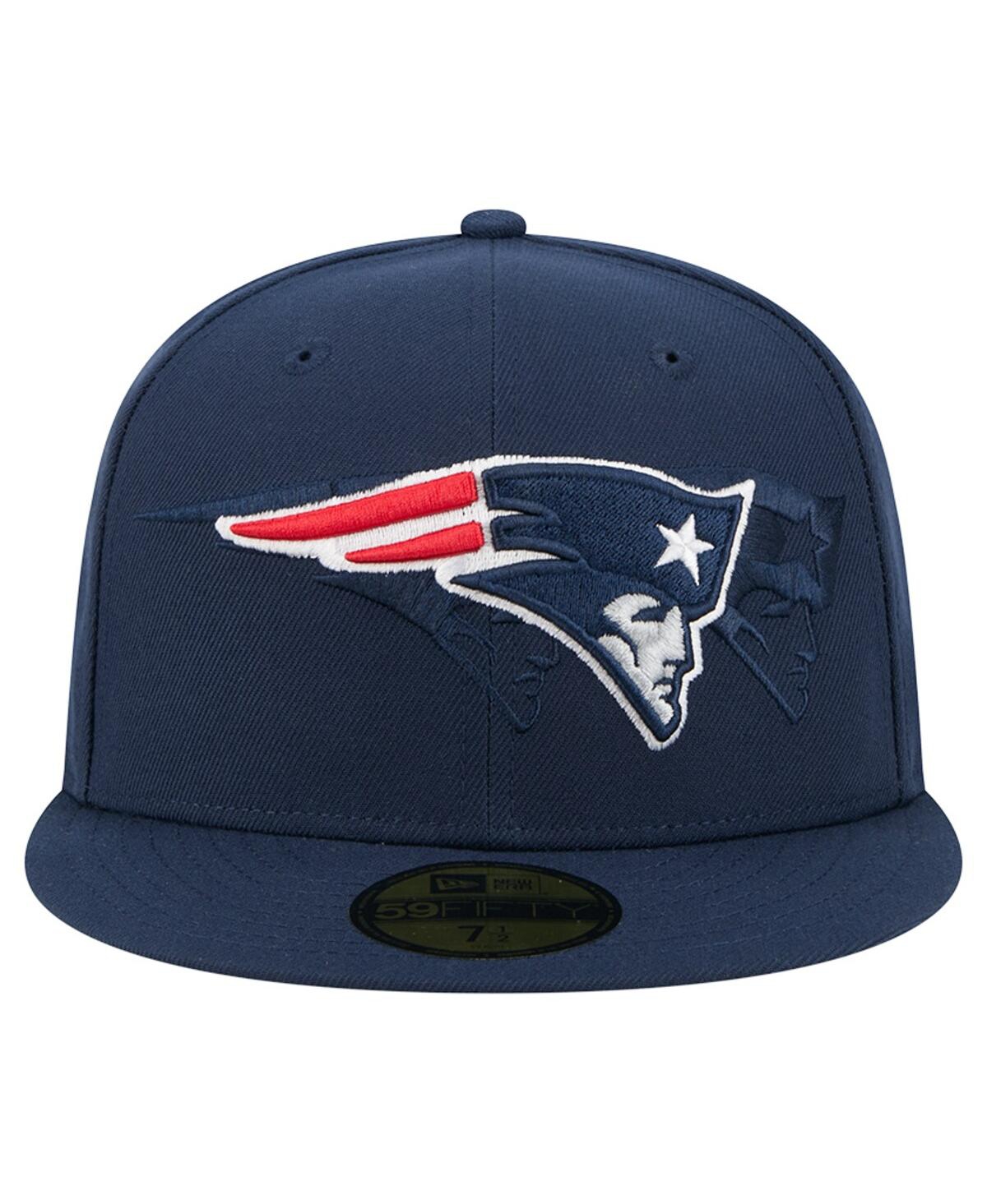 New Era Men'sâ Navy New England Patriots Tri-hit 59fifty Fitted Hat In Blue