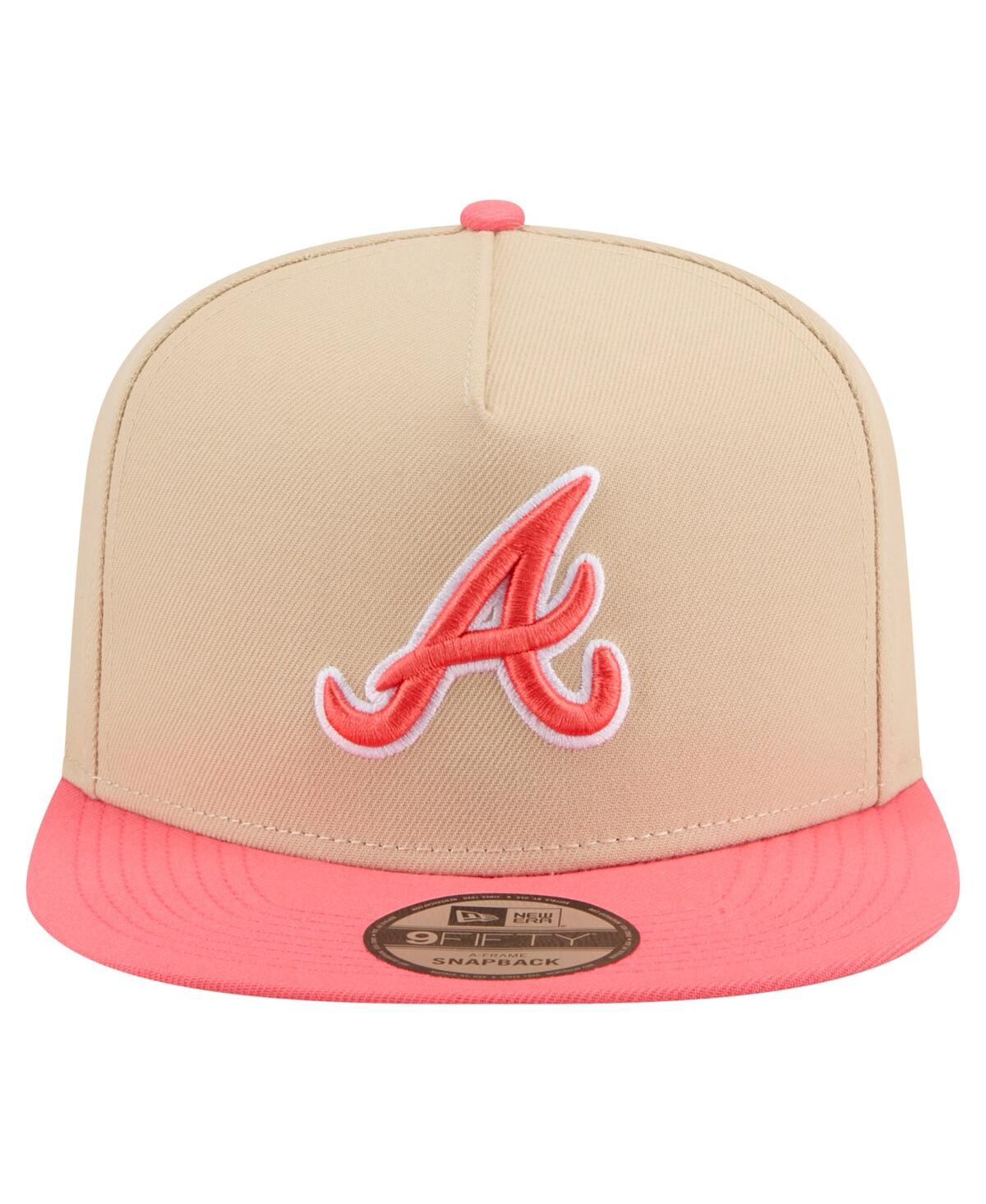 New Era Men's Light Beige/coral Atlanta Braves Color Pack A-frame 9fifty Snapback Hat In Brown