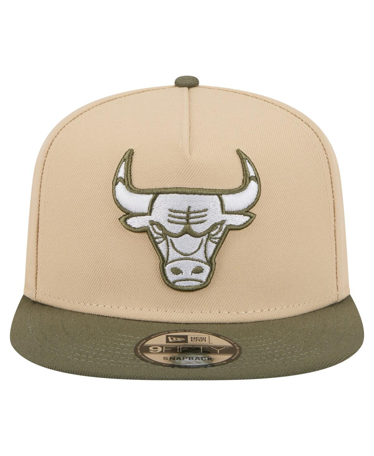 New Era Men's Khaki/olive Chicago Bulls Color Pack Two-tone A-frame 9fifty Snapback Hat In Brown
