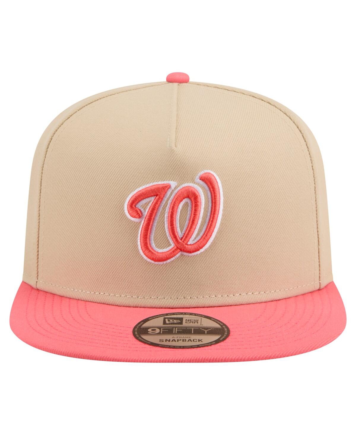 New Era Men's Light Beige/coral Washington Nationals Color Pack A-frame 9fifty Snapback Hat In Pink