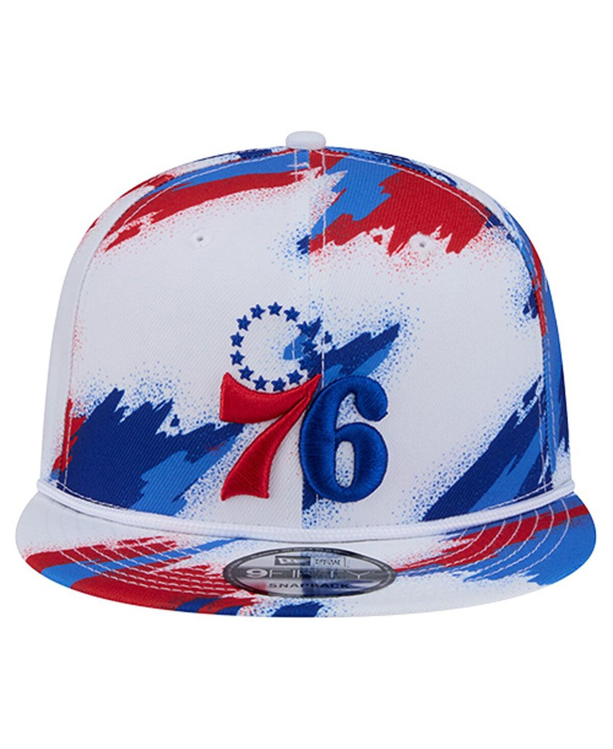 New Era Men's White Philadelphia 76ers Paint 9fifty Snapback Hat In Blue