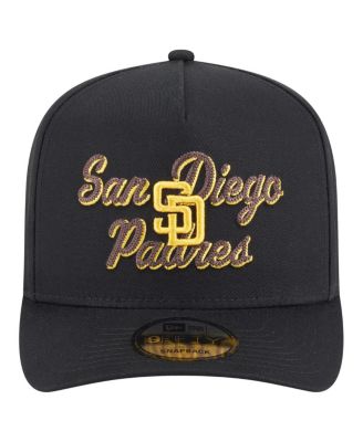 Men's Black San Diego Padres Chainstitch 9FIFTY A-Frame Snapback Hat