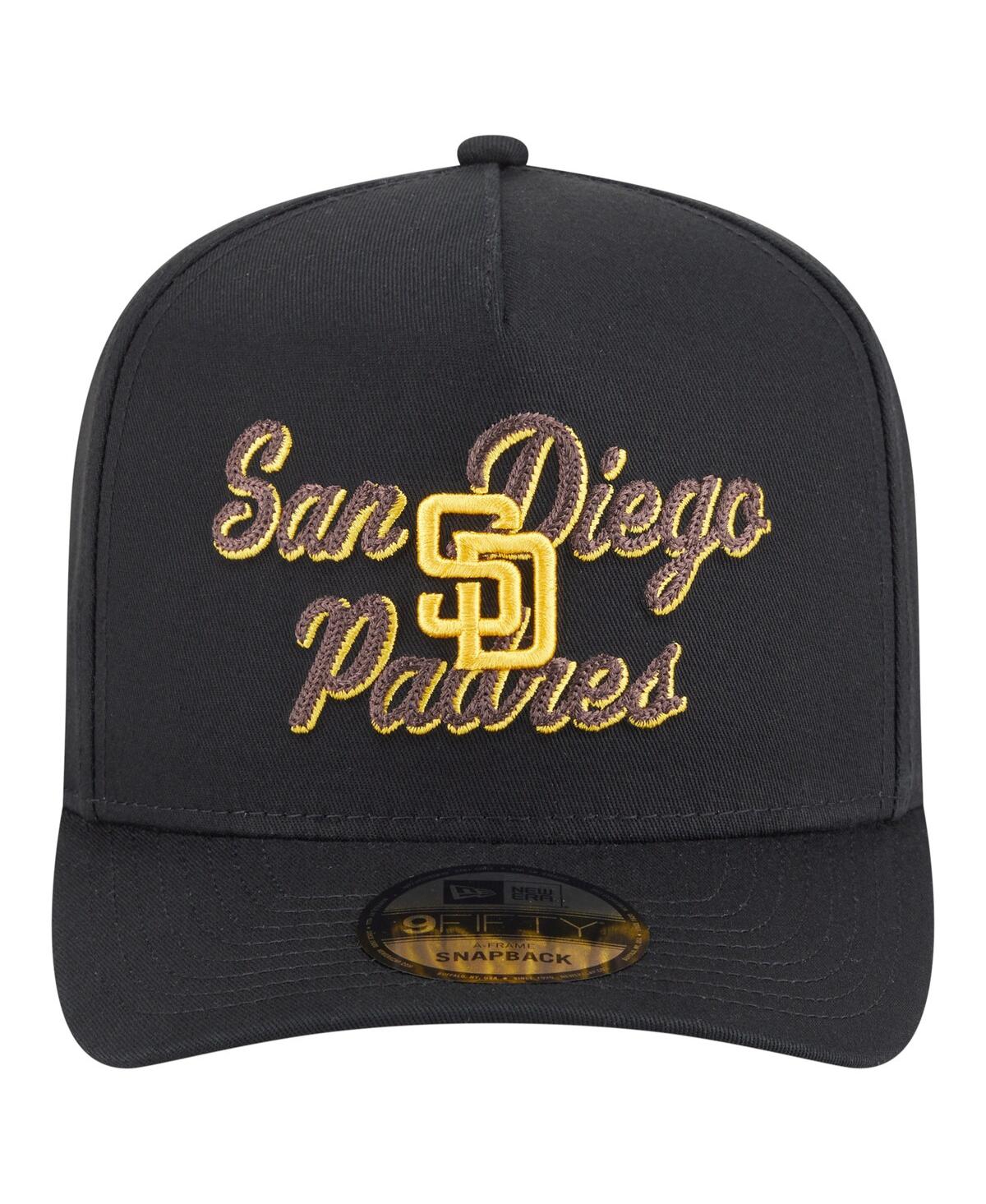 New Era Men's Black San Diego Padres Chainstitch 9FIFTY A-Frame Snapback Hat