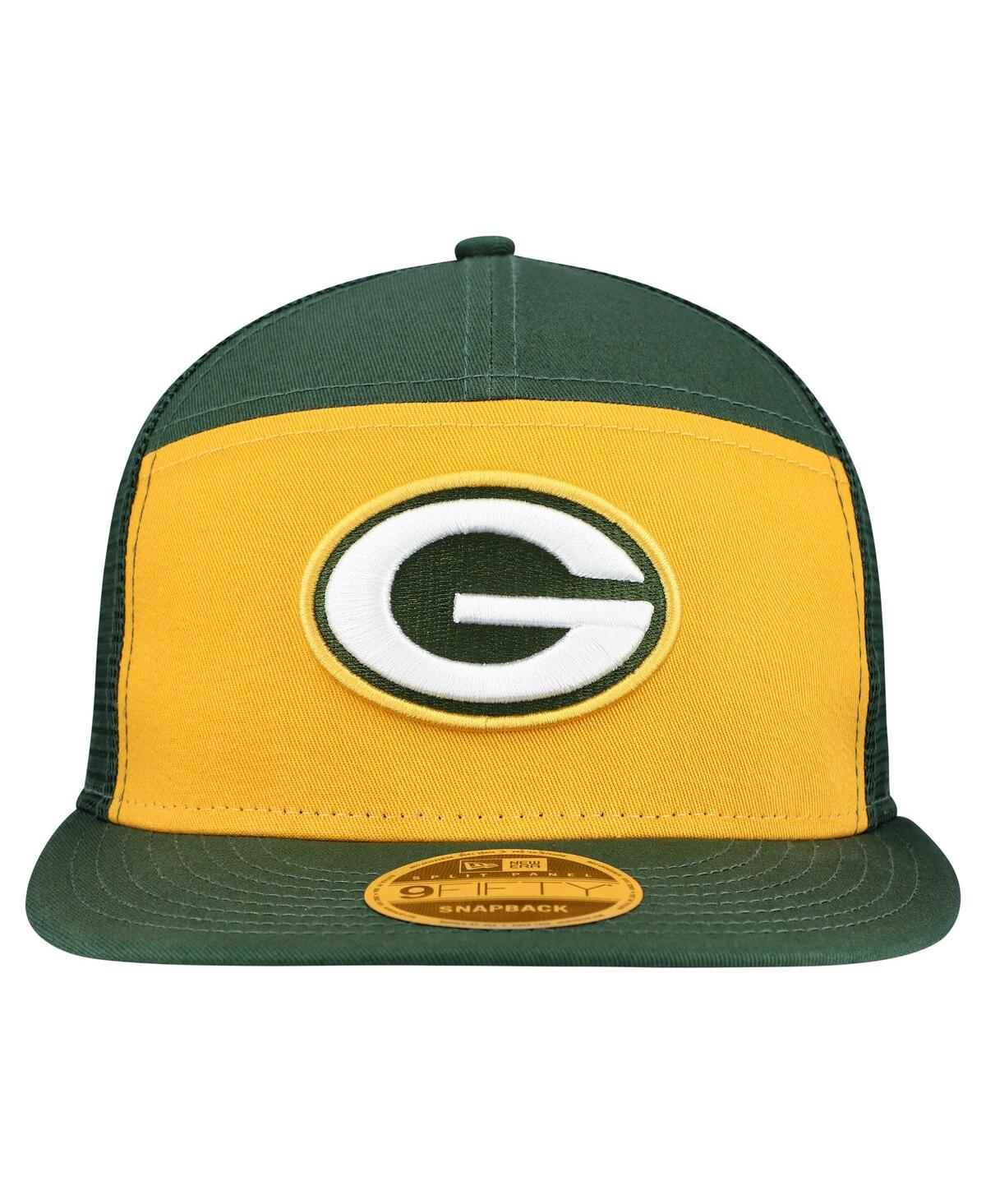 New Era Men's Gold/Green Bay Packers Outdoor Split Panel 9FIFTY Snapback Hat