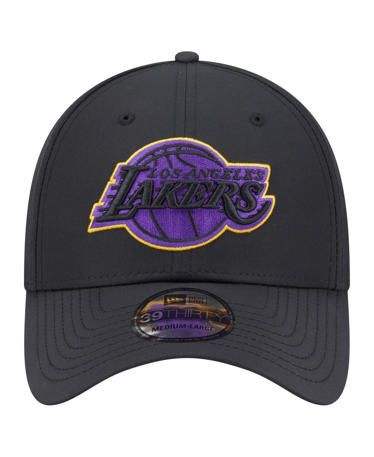 New Era Men's Black Los Angeles Lakers Night 39thirty Flex Hat In Black