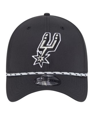 Men's Black San Antonio Spurs Featherweight Poly Rope Flex 39Thirty Hat